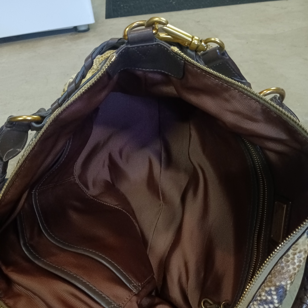 Ralph Lauren Python Pattern Bag with Dark Brown Trim - Picture 12 of 13